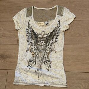 Miss Me white and Gray sequin Graphic Tee